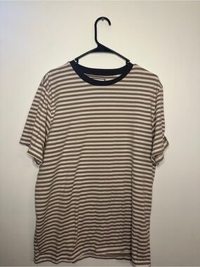 Denim & Flower Brown and White Striped Ringer Tee